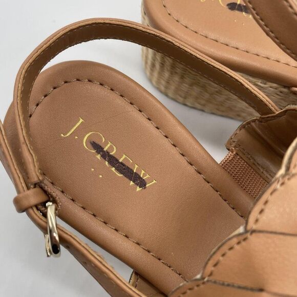 J Crew Platform Sandals Womens Sz 8.5 Tan Espadrille Wedge Braided Strappy Shoes - Picture 4 of 9